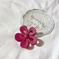 Elegant matte rose pink flower hair claw clip with floral design for women hair accessory - Matte Wine Red