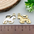 Running horse charms in white enamel and hollow gold finish for DIY jewelry - White Horse (21857)