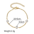 Elegante pulsera dorada de perlas para mujer con perlas blancas y cierre de langosta - JZB1092-Cadena de 3 Perlas