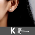 Minimalist S999 sterling silver letter K stud earrings for women with polished finish - Letter K/Pair