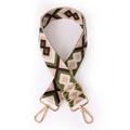 Adjustable geometric diamond woven strap in pink and green with gold metal buckles - 1005 Bohemian Green Pink