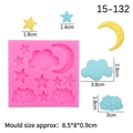 Stampo in silicone rosa per fondente e cioccolato con forme di stelle lune e nuvole - Rosa