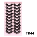 TK44 10 paar Russische DD-krul kunstwimpers in roze lade voor een volumineuze look - Zwarte dikke stijl (TK44)