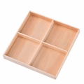 Creative wooden Christmas ornaments set in a square four-grid tray with natural wood grain - Wooden Box