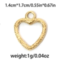 Golden 304 stainless steel heart pendant with hammered texture and 1.4cm x 1.7cm size - TP0759-Gold-1.4x1.7cm