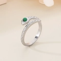 Anillo de serpiente vintage de plata con piedra malaquita verde y textura escamosa - US 6 / Color Acero (KR111432-GC)