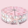 Pink and white triangle cake gift boxes with strawberry patterns and silk ribbons - 22x22x7.5cm / Pink Strawberry