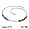 Collier maille cubaine bicolore argent et noir en acier inoxydable avec fermoir, 550x7mm - Collier Bicolore Argent Noir (KN200199-KLHQ)