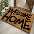 Brown coconut fiber welcome home mat with non-slip backing for outdoor entryways - Home Signal