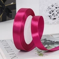 Deep pink satin ribbon roll for gift wrapping, 1.5cm wide smooth polyester fabric tape - Deep Rose Red