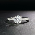 Classic S925 sterling silver four-prong moissanite ring with side accent diamonds - US 5 / 4-Claw Round 1ct Pave-Silver