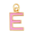 Pink enamel letter E pendant with gold plated frame for alphabet charm necklaces - Pink-Letter E