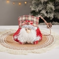 Christmas gift bag featuring 3D Santa Claus figure and red checkered fabric handles - H-20 Santa Handbag