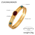 Bracciale vintage in acciaio al titanio dorato con intarsio in agata rossa e turchese - Stile Intagliato Agata Rossa Turchese Retrò (Z141-Oro)