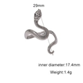 Detailed size specifications for silver snake ring showing 29mm length and 17.4mm diameter - Steel