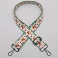 Adjustable crossbody bag strap with gold bell and red bow Christmas festive pattern - No. 610 Gunmetal Hook