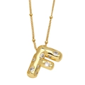 Collier doré avec pendentif lettre F serti de zircons sur une chaîne à billes fine - Lettre F