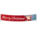 Merry Christmas banner with Santa Claus and snowflakes in red and blue color block - 003 Red and Blue Snowflake Splicing / 300*50cm