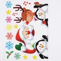 Christmas static window stickers featuring Santa, reindeer and colorful snowflakes - H3-Cartoon Christmas Scene C
