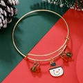 Detail of Christmas snowman pendant bracelet with red and green beads on holiday background - Enamel Snowman (D1363)