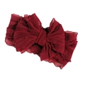 Deep red mesh lace oversized bow headband for babies and children on white background - Burgundy