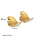 Polished 18k gold heart-shaped stainless steel earrings measuring 27mm by 24mm - Gold (TE6921-G)