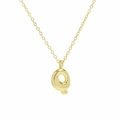 Polished 18k gold plated balloon bubble initial Q pendant on a fine link chain necklace - Necklace Q