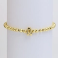 Polished 18k gold beaded elastic bracelet featuring a minimalist letter A balloon charm - Gold A