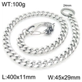 Chaîne de pantalon punk à boucle dragon cubaine en argent avec spécification de poids 100g - Style Tête de Dragon (KK081-Z)