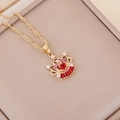Collier couronne dorée avec zircon cœur rouge dans un coffret cadeau à bijoux chic - Coeur De Couronne Rouge (N832) / 2# Rouge