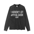 T-shirt a maniche lunghe in cotone nero lavato vintage con stampa slogan consumata - S / Stile Stampato Y25 - Nero Vintage