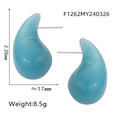 Boucles d'oreilles goutte en résine bleu clair avec tiges en acier titane, fini brillant - Bleu ciel