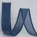 Dark blue burlap mesh ribbon with wavy edges for Christmas DIY bows and wreaths - 2.5cm Wide / Dark Blue