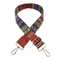 Detail of bohemian rainbow replacement bag strap with golden metal swivel hooks - Retro Color Blocking