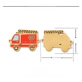 Detailed size view of red fire truck enamel pendant in stainless steel with dimensions - Gold Red Fire Truck Pendant