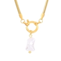 Collier maille serpent vintage doré avec pendentif perle baroque en forme d'étoile - Style Perle Baroque à Fermoir à Ressort (KN234964-Z)