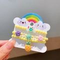 Girl's yellow acrylic bead bracelet set with pineapple and floral charms on card - 6# Pineapple