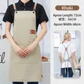 Waterproof khaki canvas apron with adjustable cross back straps and large pockets - A11 Style/Cross Back / Khaki