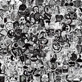 200pcs Gothic graffiti stickers set with skulls and dark patterns for laptop and guitar - Black And White Gothic 200Pcs