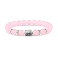 Elegant beaded bracelet with smooth pink stones and a silver-tone Buddha head charm - Rose Quartz-Buddha