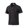 Dettaglio del tessuto a nido d'ape nero su questa camicia casual a maniche corte da uomo - S / Nero