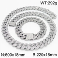 Set gioielli Cuban Link argento con zirconi, collana e bracciale da 18mm e 292g - Set Argento 18mm (KS218414-MZOZ)