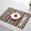 French-style cotton linen placemat featuring colorful bohemian patterns and floral motifs - Ethnic Style No.2