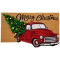 Detail of durable Christmas coir doormat with Merry Christmas text and festive truck - 40*60cm / Christmas Mat-19