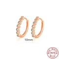 Minimalistische S925 Sterlingsilber Creolen in Roségold mit blauen Zirkonia Steinen - 10mm / Roségold Türkis