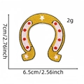 Size chart for horseshoe embroidery patch measuring 7cm by 6.5cm for cowboy boots - Horseshoe Badge