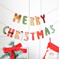 Festive Merry Christmas letter banner with Santa and reindeer motifs for wall decoration - Letter Set / Medium