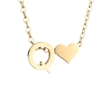 Collana dorata in acciaio inossidabile con lettera Q e pendente a cuore lucido - Lettera Q - Oro