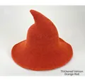 Thickened orange red wool knitted wizard hat with wide brim for Halloween cosplay - Orange Red