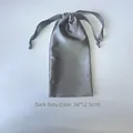 Dark grey satin storage drawstring bag for eye mask measuring 26x12.5cm with smooth texture - Large Cloth Bag 26x12.5cm / Gray